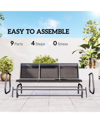 Outdoor Glider Bench for 3 with Breathable Mesh Fabric,