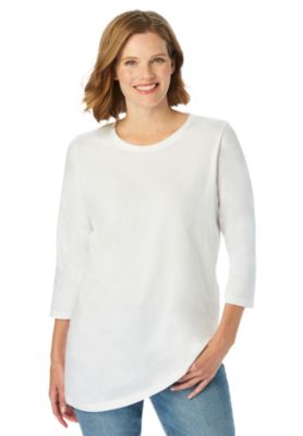 Plus Size Perfect Three-Quarter Sleeve Crewneck Tee