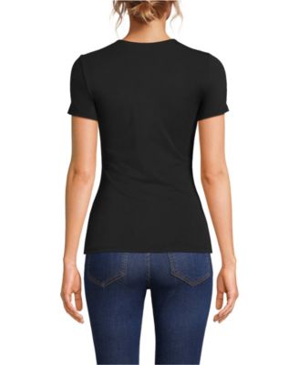 Women's Short Sleeve Tugless Double Layer Crew Neck Knit Top