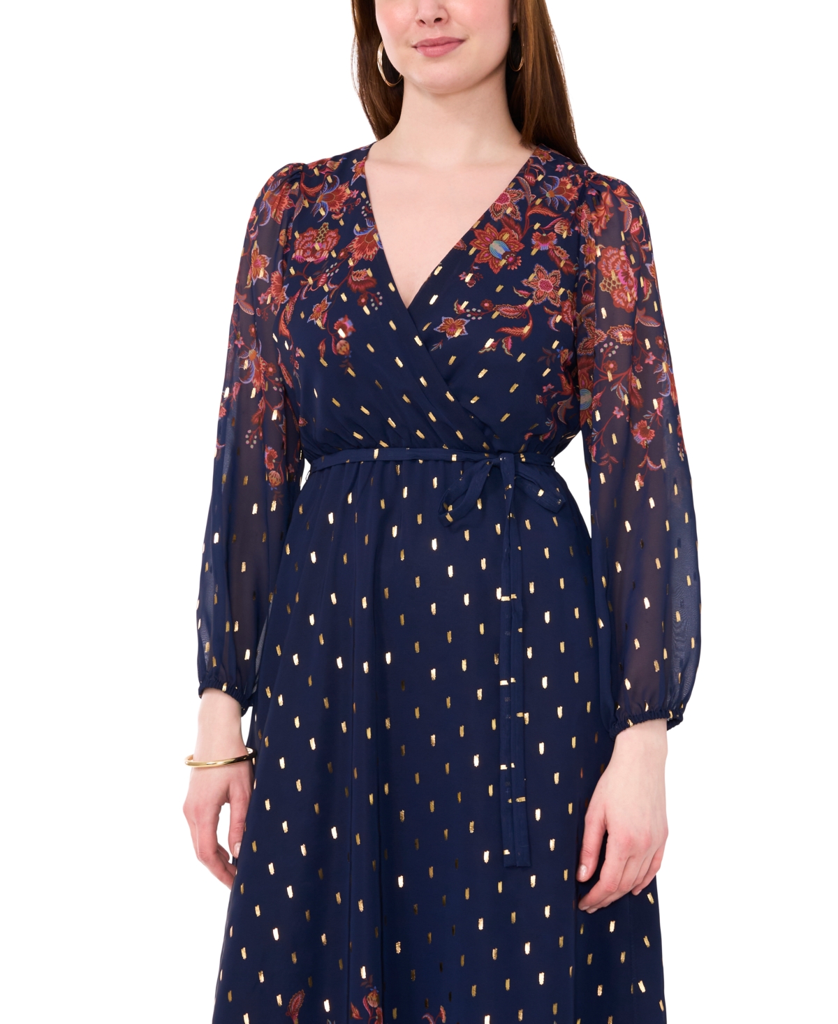 Msk Petite Long Sleeves Maxi Dress