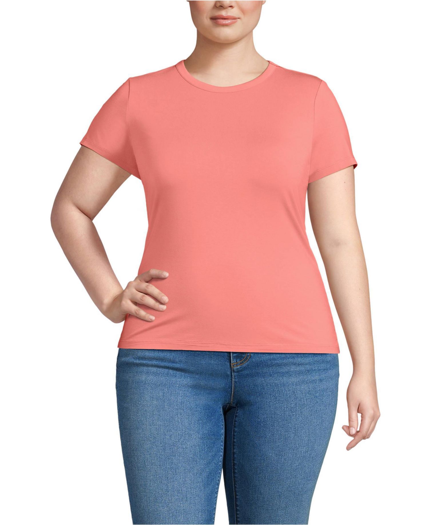 Plus Size Short Sleeve Cooling Crew Neck T-Shirt