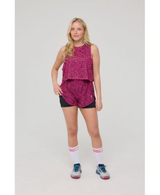 Women's Infinite Cropped Tank Top - Pink Leopard