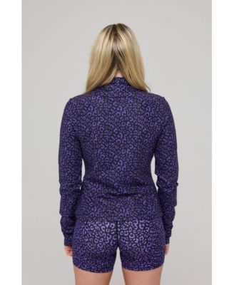 Women's Infinite Cropped Zipped Jacket - Purple Leopard