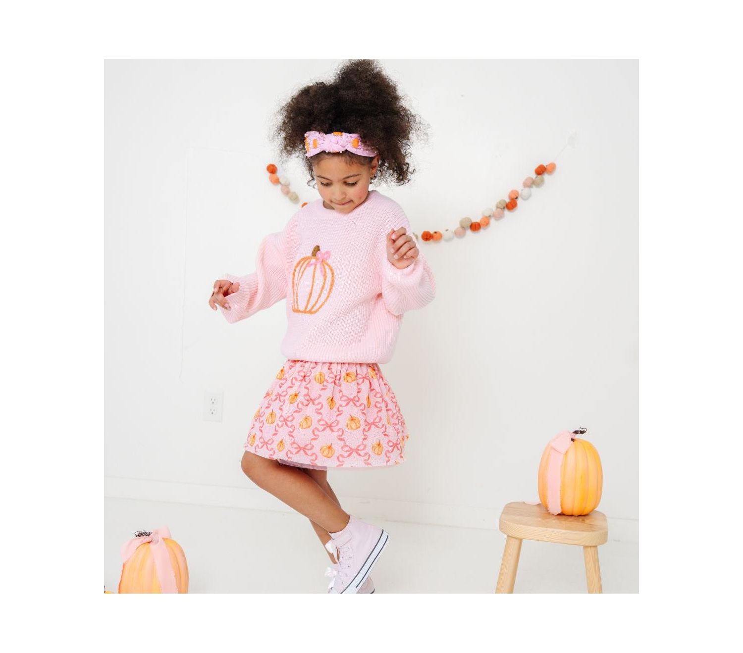 Little and Big Girls Pumpkin Trellis Tutu Skirt