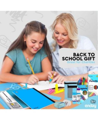 School Supplies Kit for Grades K–5 – 71 Items: Composition Notebook Subject Notebook, Pencils, Folders Colored Pencils, Crayons, Scissors, Glue & More