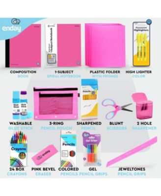 School Supplies Kit for Grades K–5 – 71 Items: Composition Notebook Subject Notebook, Pencils, Folders Colored Pencils, Crayons, Scissors, Glue & More