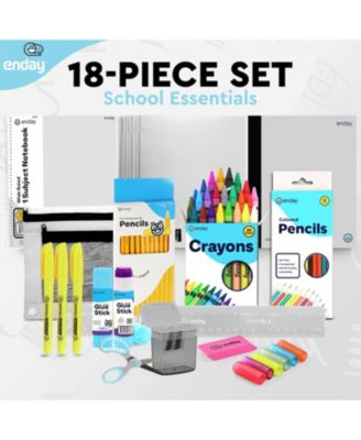 School Supplies Kit for Grades K–5 – 71 Items: Composition Notebook Subject Notebook, Pencils, Folders Colored Pencils, Crayons, Scissors, Glue & More