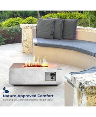 Propane Gas Fire Pit Table - 40,000 BTU Square Gas Firepits with Cover for Outside
