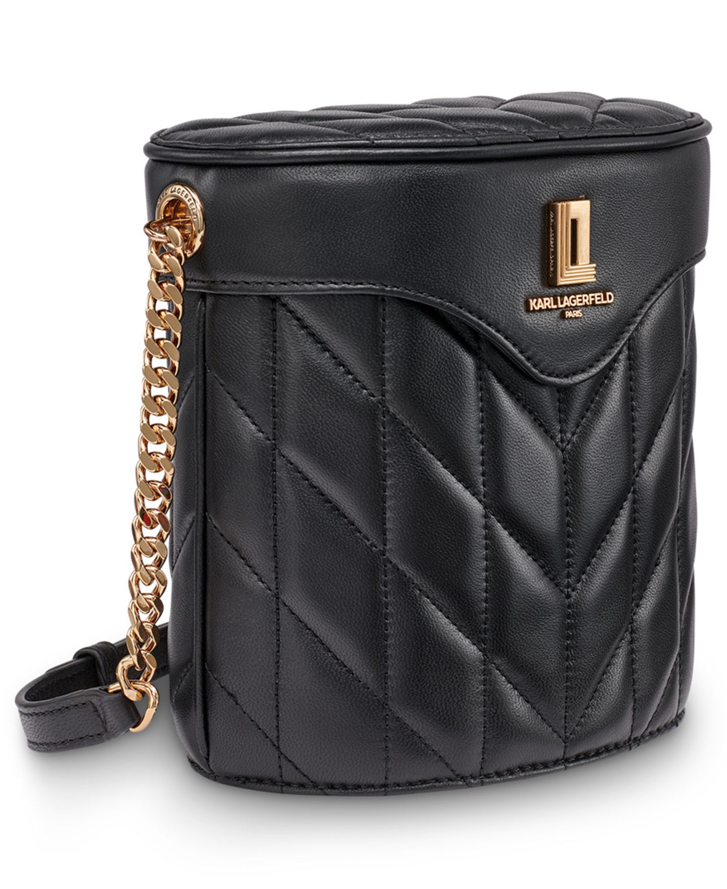 Женская сумка KARL LAGERFELD PARIS Lafayette Leather Crossbody, цвет: Чёрный — фото 3