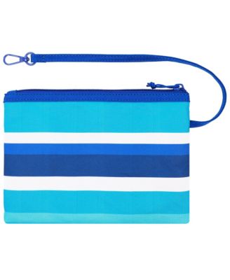 Water-Repellent Tote with Pouch – Ocean Stripe Print