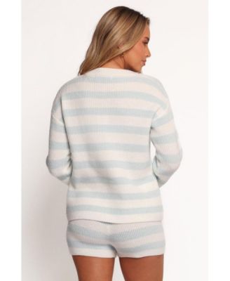 Ciaran Knitted Short Set - Cream Blue