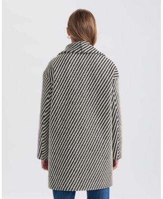 Women's Bold Twill Textured Overcoat with Detachable Scarf