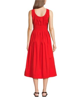Women's Sleeveless Poplin Smocked Midi Dress