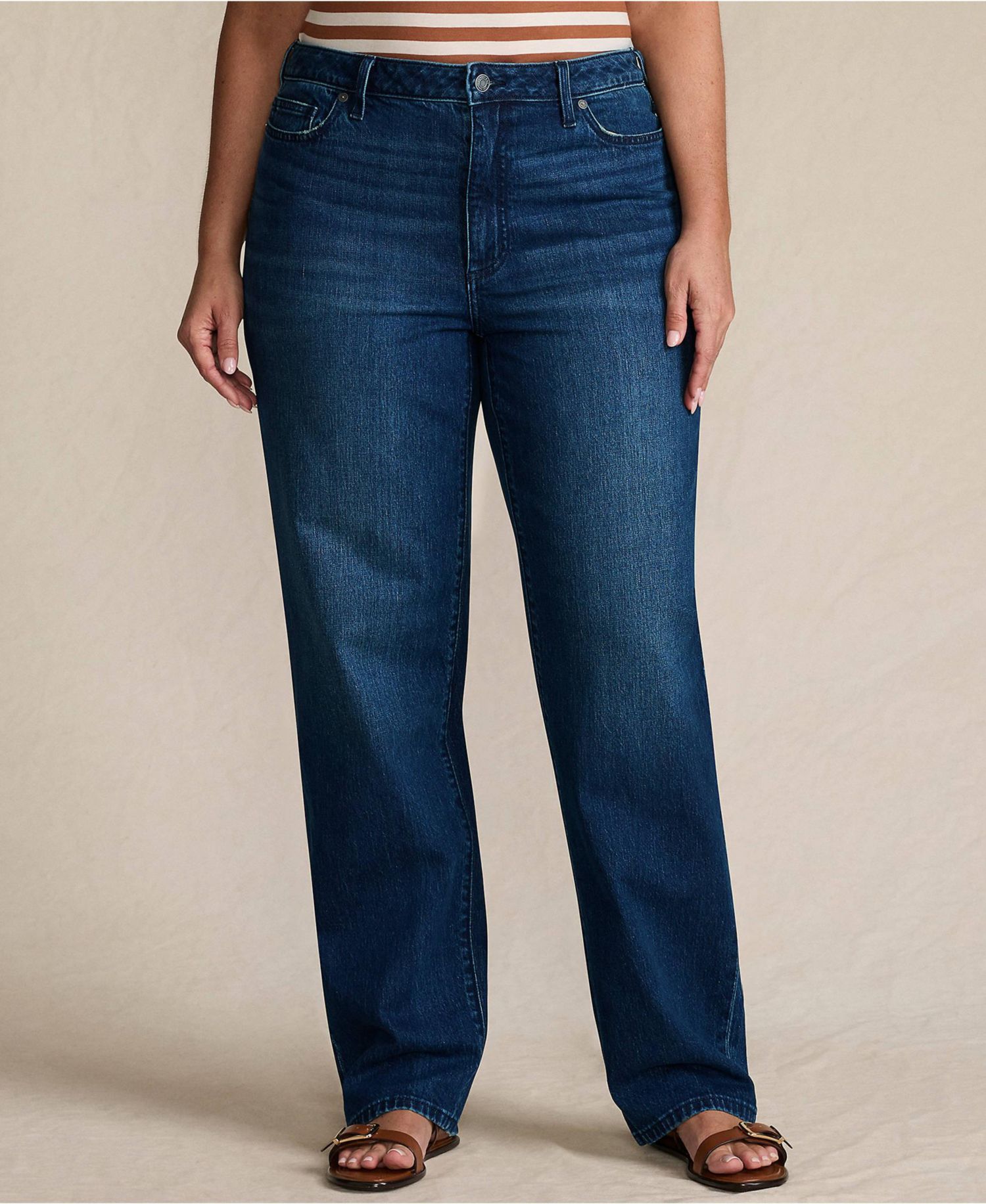 Women's Soft Denim Mid Rise Relaxed Straight Leg Jeans