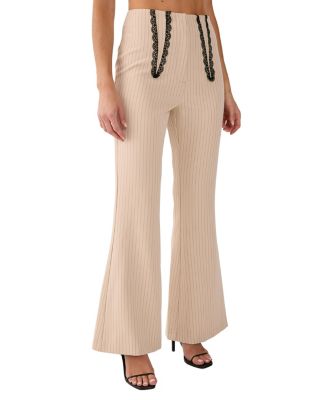 Women's Lace Trim Tailored Flared Pants