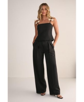 Women's Contrast Bow Tailored Top