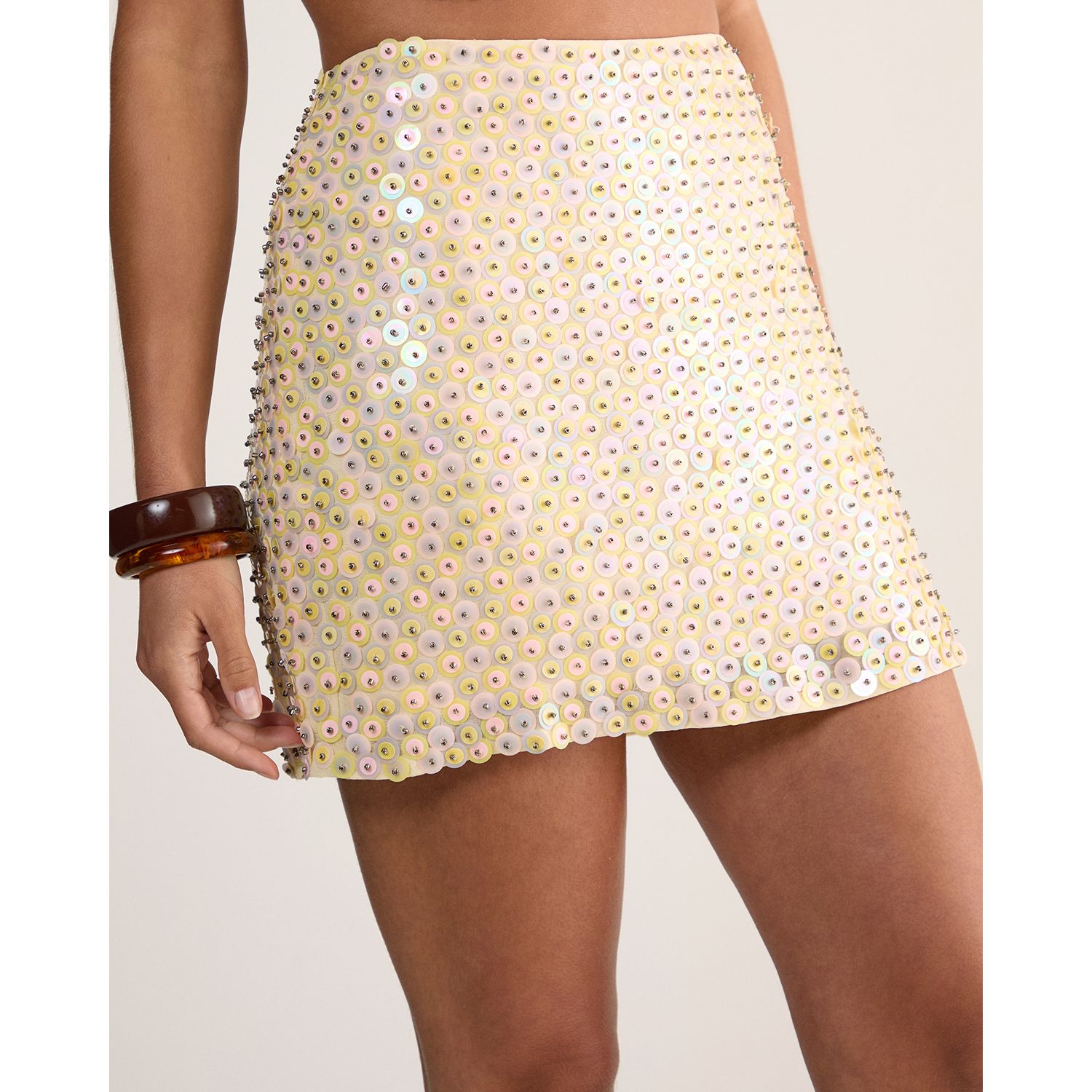 Women's Studded Sequin Beaded Mini Skirt