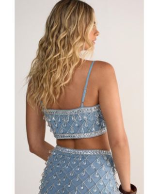 Women's Droplet Embellished Crop Top