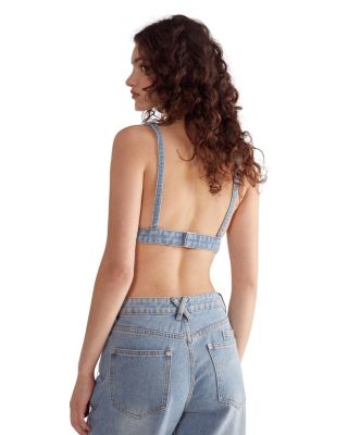 Women's Bead Embellished Denim Bralet