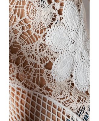 Women's Scoop Neck Crochet Mini Dress