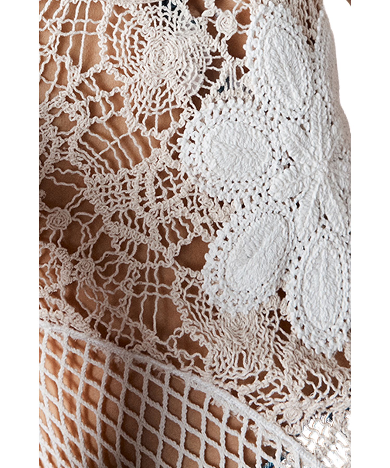 Women's Scoop Neck Crochet Mini Dress