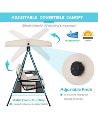 3-Seat Porch Swings with Adjustable Canopy