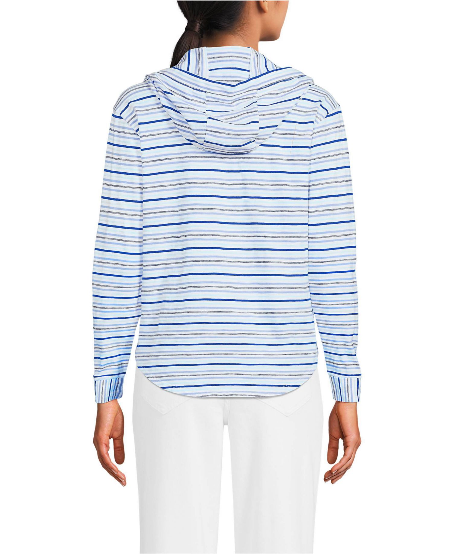 Women's Long Sleeve Slub Hooded Popover Top