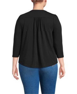 Women's Plus Size 3/4 Sleeve Lightweight Jersey Embellished Top