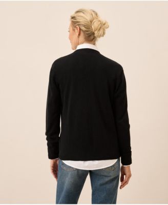 Women's Organic Cotton Classic Fine Knit V-Neck Cardigan