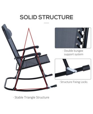 Folding Rocking Chairs, Outdoor Camping Chairs w/ Headrests,