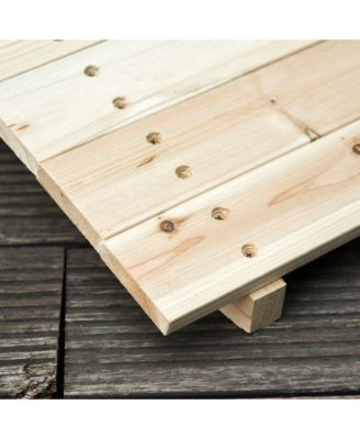 7.5' Fir Wood Garden Bridge Arc Walkway with Side Railings, Natural