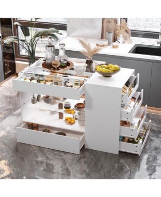 Glass Top 8-Drawers Dresser ,Display Cabinet,Manicure Nail Table,Bedroom/Kitchen Island,Makeup Table