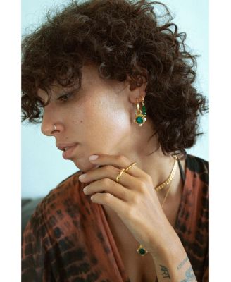 Esther Pearl Drop Hoop Earrings