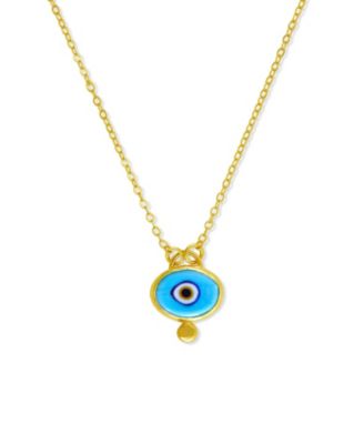 Ottoman Hands Alara Evil Eye Pendant Necklace - Blue