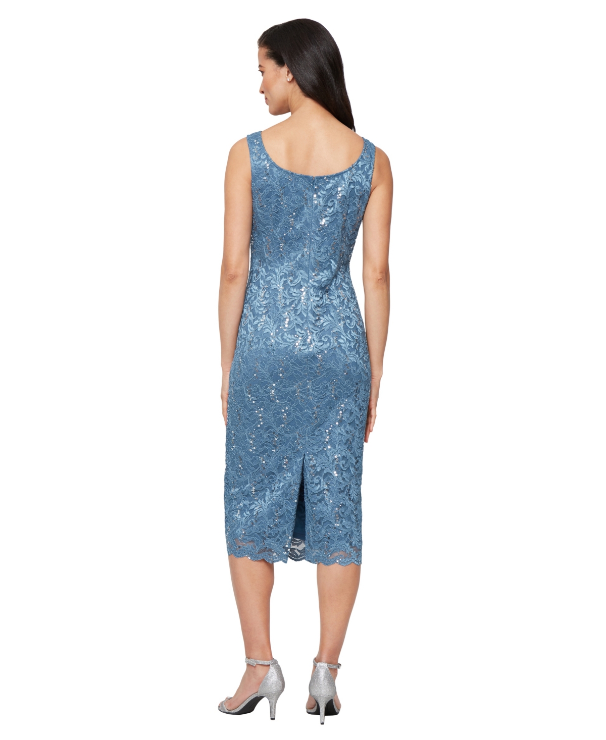 Sl Fashions Petite 2-pc. Lace Jacket & Midi Dress Set In Blue