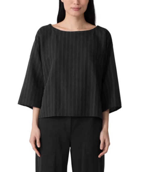 Petite Bateau Neck Box Top - Black