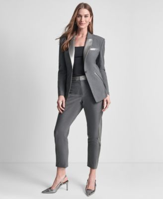 Women's Notch Collar One-Button Tuxedo Jacket