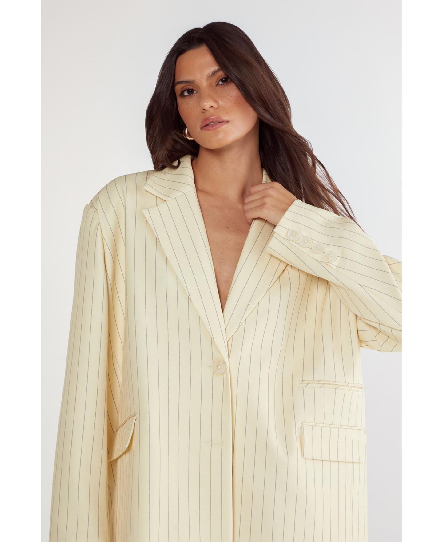 Женский пиджак Nasty Gal Oversized Pinstripe Tailored Blazer, цвет: Сливочный — фото 5