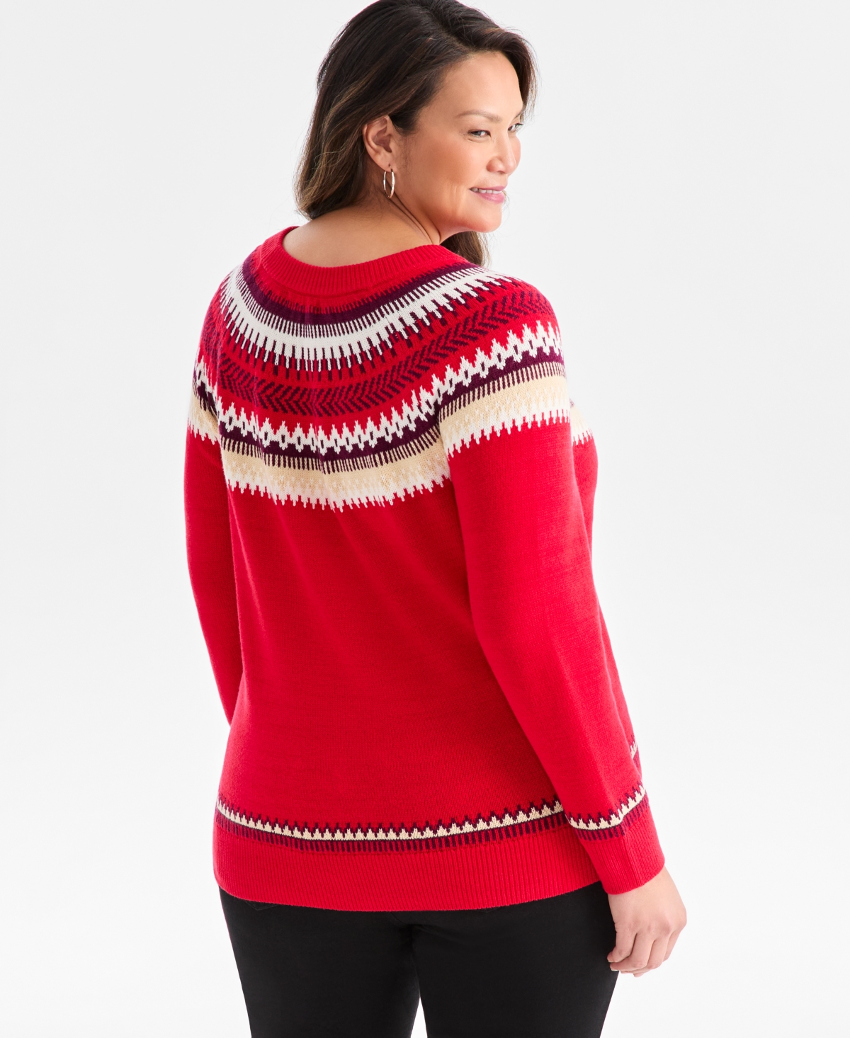 Style & Co Plus Fair Isle Crewneck Pullover Sweater, Macy's Exclusive