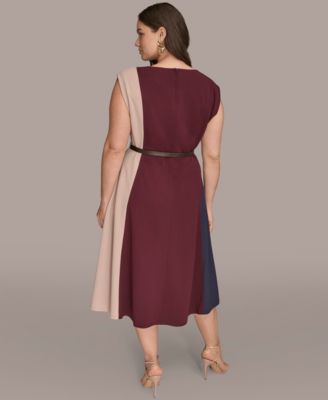Plus Size Belted Midi Dress