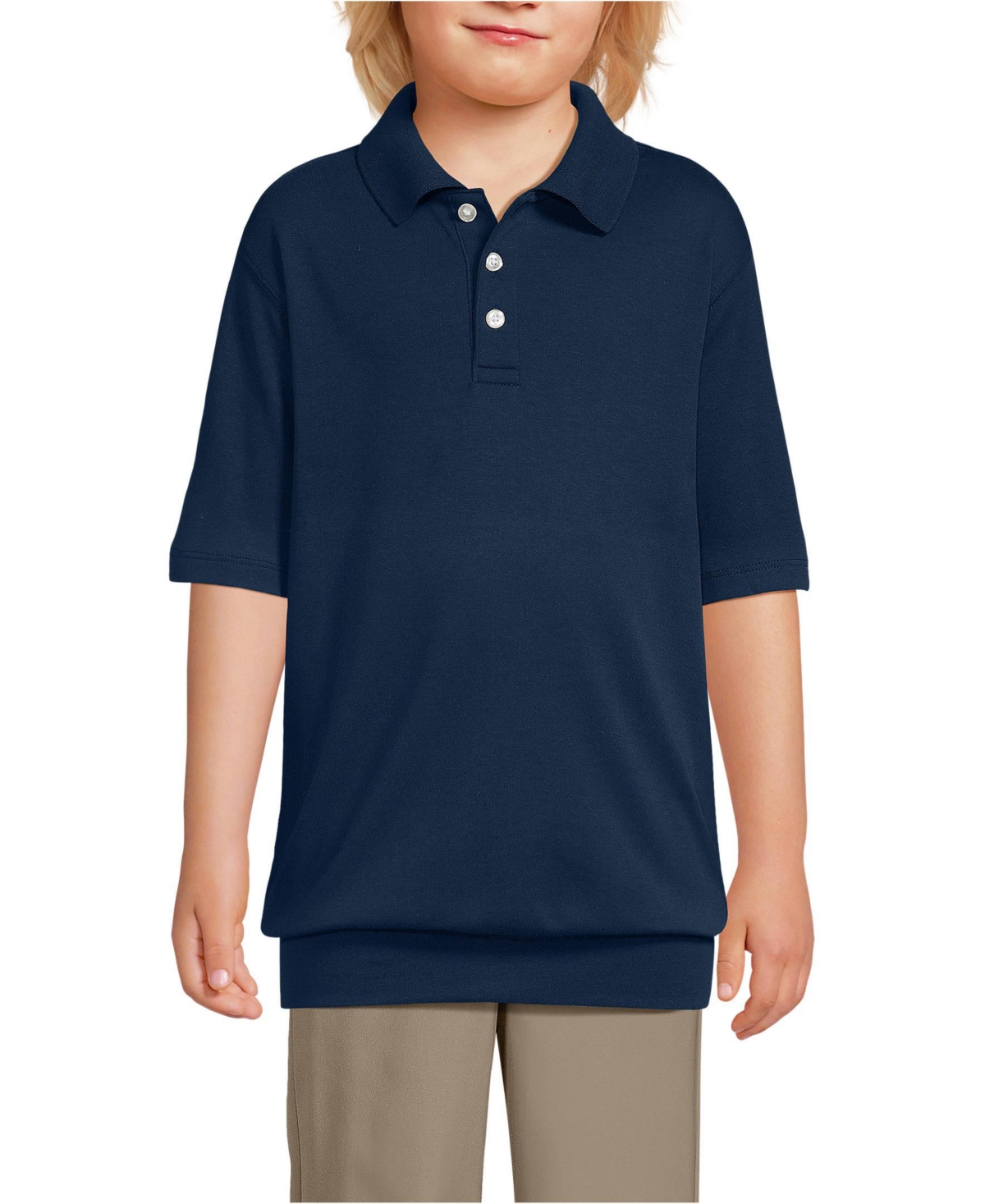 Lands' End Girls Short Sleeve Banded Bottom Polo Shirt