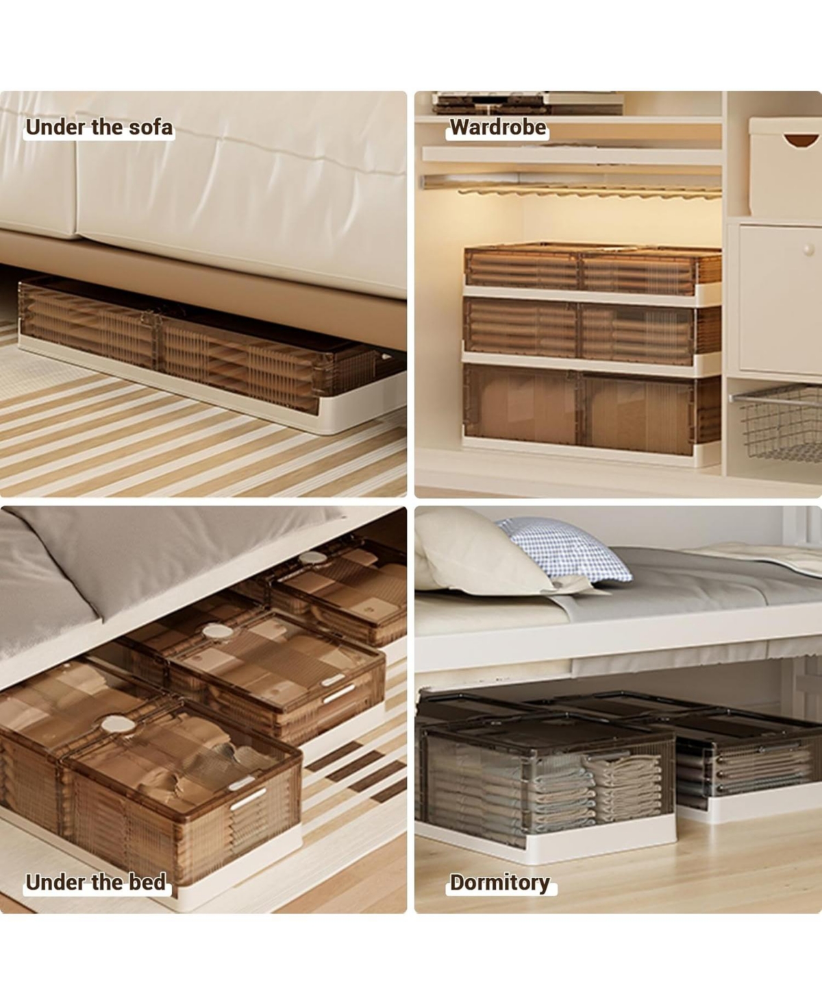 gaomon 2PCS Plastic Under the Bed Storage Bins, Dustproof + Damp-Proof Under the Bed Storage, Under Crib Storage with 6 Pre-Installed Wheels, for Clot