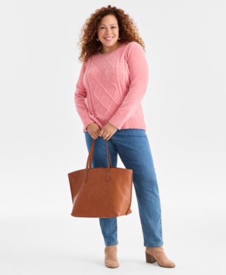 Plus Size Crewneck Chenille Long-Sleeve Sweater, Macy's Exclusive 