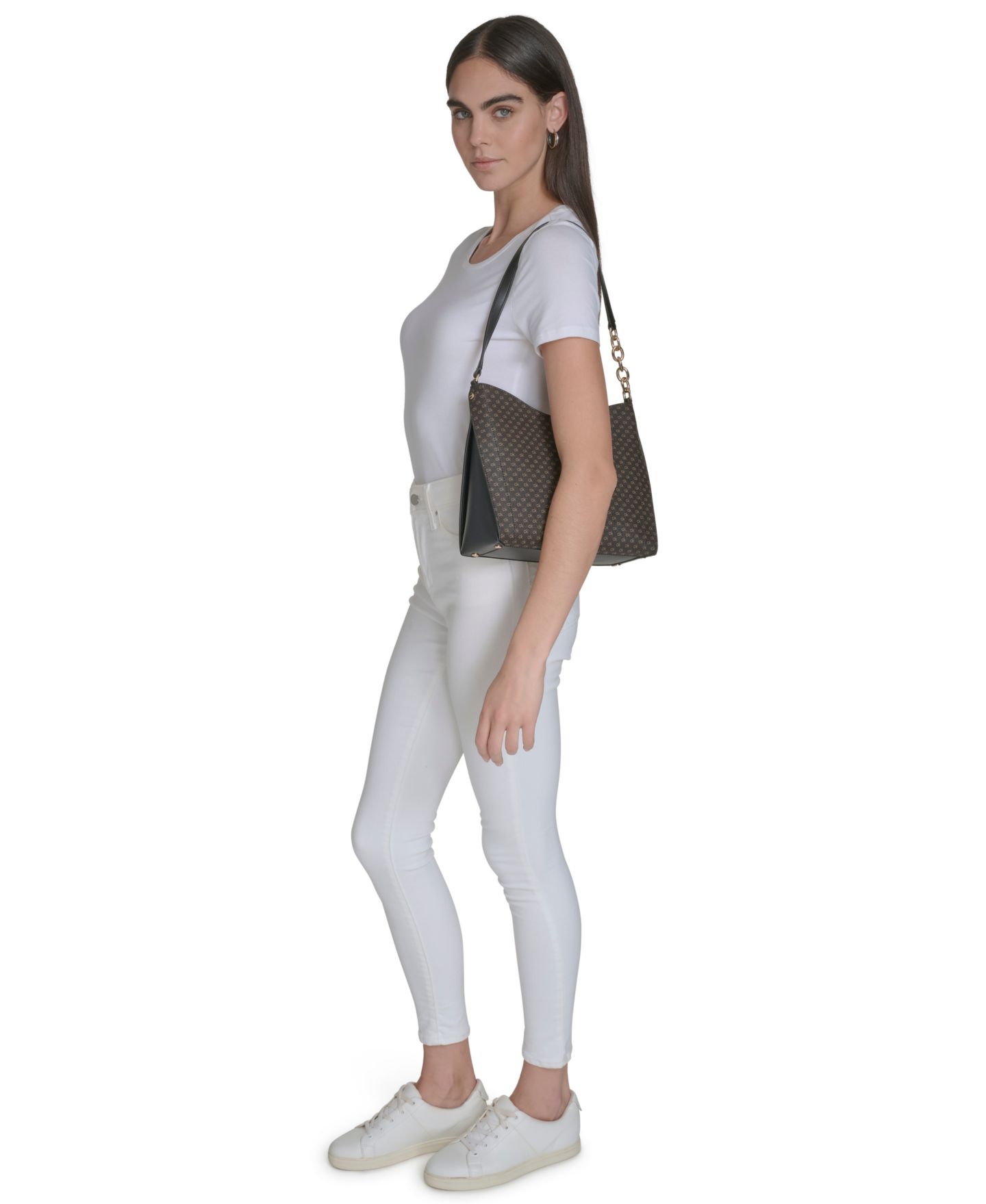 Женская сумка Calvin Klein Nova Top Zipper Mini Signature Chain Shoulder, цвет: Чёрный — фото 5