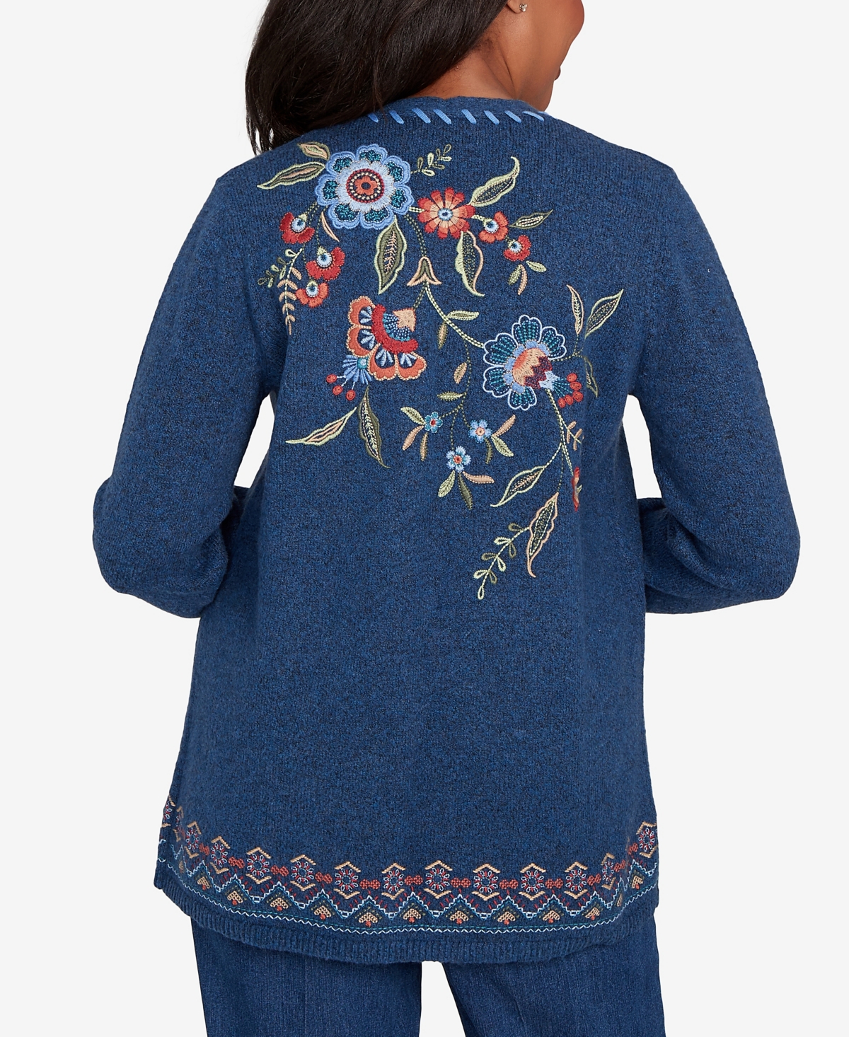 Alfred Dunner Sunset Canyon Embroidered Flower Long Sleeve Cardigan