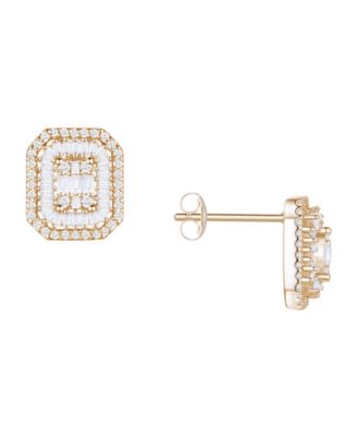 Diamond Baguette & Round Earrings (1/2 ct. t.w.) in 14k Yellow or White Gold