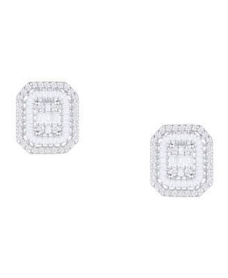 Diamond Baguette & Round Earrings (1/2 ct. t.w.) in 14K White Gold (also in 14K Yellow Gold)