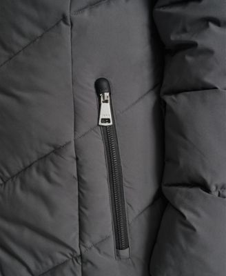 Women's Hooded Zip Front A-Line Maxi Puffer Coat