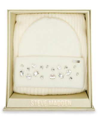 Women's Embellished Beanie and Knit Scarf Holiday Gift Set, 2-Piece