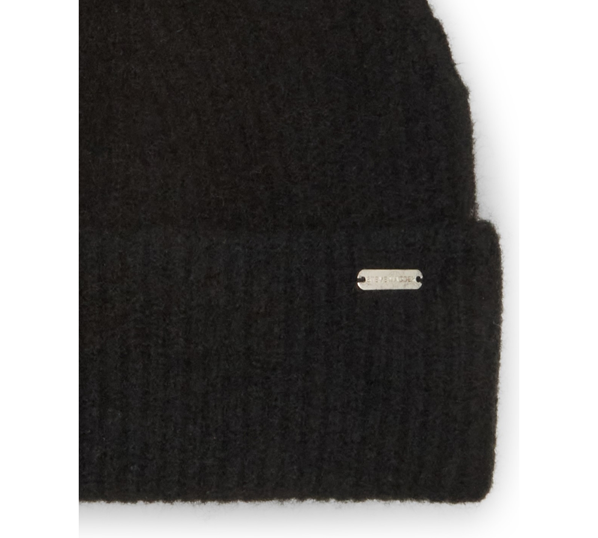 Steve Madden Women's Caught Brushed Fine Rib Knit Beanie In Black
